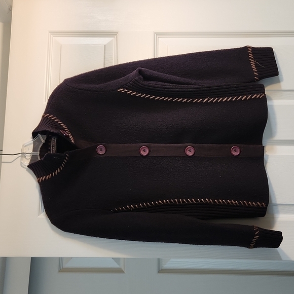 Herman Geist Sweaters - Vintage Herman Geist Women's Black Brown Wool Stitched Detail Sweater Size PM